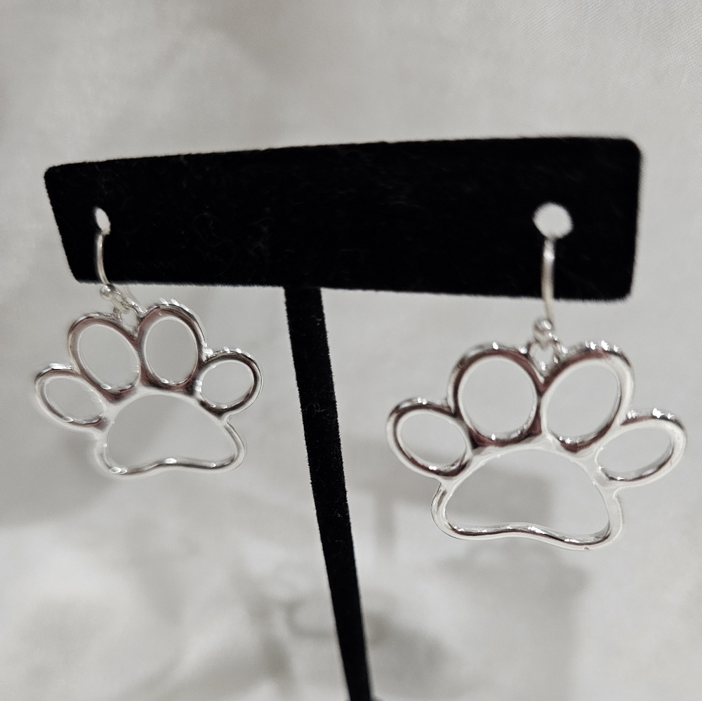Paw Dangle Earrings Silver NIP - Picture 2 of 5